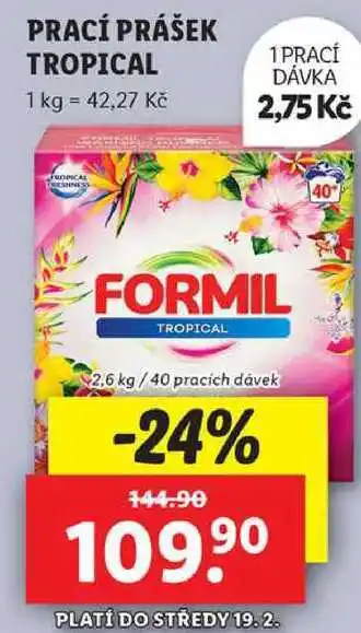 Lidl PRACÍ PRÁŠEK TROPICAL, 2,6 kg/40 PD nabídka