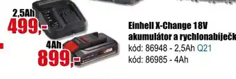 EVA Einhell X-Change 18V akumulátor a rychlonabíječka nabídka