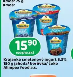 Brněnka Krajanka smetanový jogurt 8,3% jahoda/ borůvka/ čoko Alimpex food a.s. nabídka