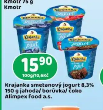 Brněnka Krajanka smetanový jogurt 8,3% jahoda/ borůvka/ čoko Alimpex food a.s. nabídka