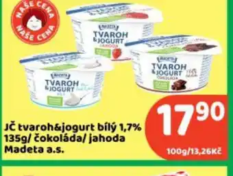 Brněnka Jč tvaroh&jogurt bílý 1,7% / čokoláda/jahoda Madeta a.s. nabídka