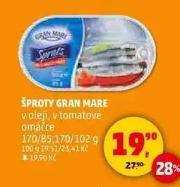 Penny Market ŠPROTY GRAN MARE v oleji, v tomatové omáčce, 170/85170/102 g nabídka