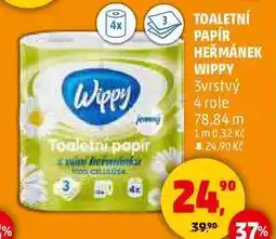 Penny Market TOALETNÍ PAPÍR HEŘMÁNEK WIPPY 3vrstvý, 4 role nabídka