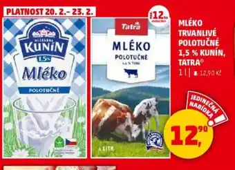 Penny Market Mléko trvanlivé polotučné 1,5 % kunín, tatra nabídka