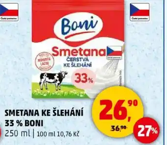 Penny Market Smetana ke šlehání 33% boni nabídka