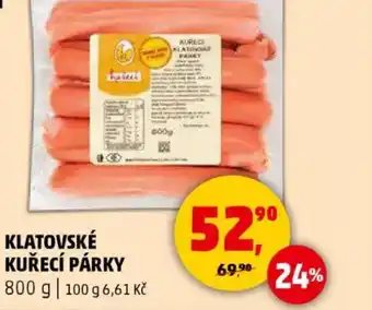 Penny Market Klatovské kuřecí párky nabídka