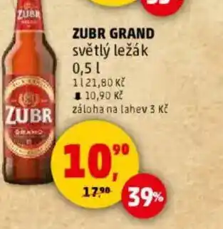 Penny Market ZUBR GRAND světlý ležák nabídka