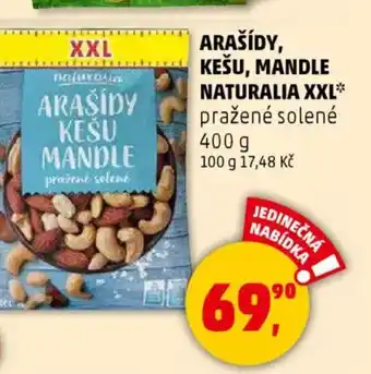 Penny Market Arašídy, kešu, mandle naturalia xxl pražené solené nabídka