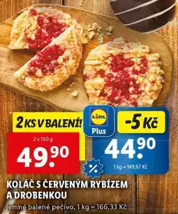 Lidl KOLÁČ S ČERVENÝM RYBÍZEM A DROBENKOU, 2x 150 g nabídka