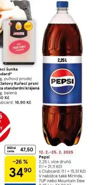 Tesco Pepsi 2,25l nabídka