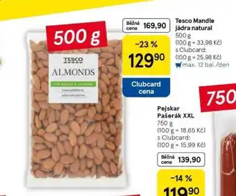 Tesco Tesco mandle jádra natural nabídka