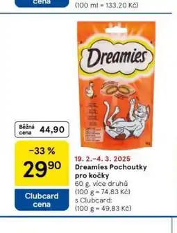 Tesco Dreamies pochoutky pro kočky nabídka