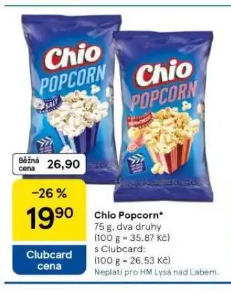 Tesco Chio popcorn nabídka