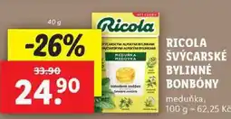 Lidl RICOLA ŠVÝCARSKÉ BYLINNÉ BONBÓNY meduňka, 40 g nabídka