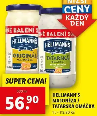 Lidl HELLMANN'S MAJONÉZA/TATARSKÁ OMÁČKA, 500 ml nabídka