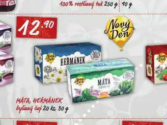 Máta, heřmánek bylinný čaj