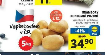 Lidl Brambory konzumní pozdní nabídka