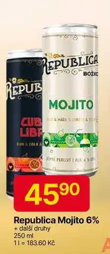 Hruška Republica Mojito 6% + další druhy 250 ml nabídka