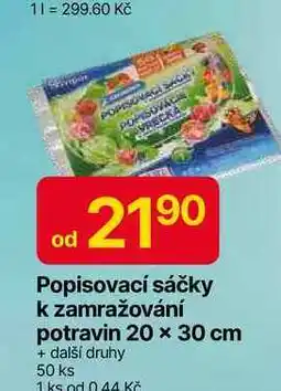 Hruška Popisovací sáčky k zamražování potravin 20 x 30 cm 50 ks nabídka