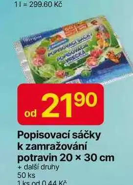 Hruška Popisovací sáčky k zamražování potravin 20 x 30 cm 50 ks nabídka