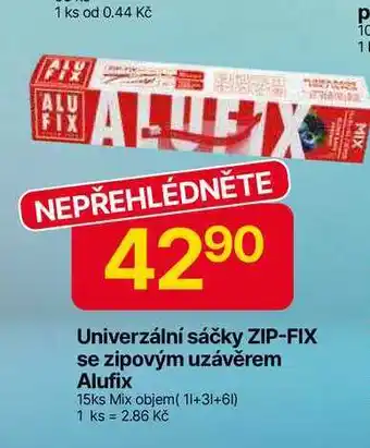 Hruška Univerzální sáčky ZIP-FIX se zipovým uzávěrem Alufix 15ks Mix objem( 1l+3l+6l) nabídka