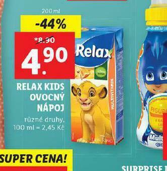 Lidl Relax kids ovocný nápoj nabídka