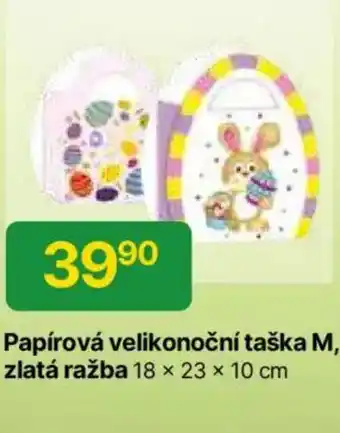 Hruška Papírová velikonoční taška M zlatá ražba nabídka