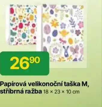 Hruška Papírová velikonoční taška M, stříbrná ražba nabídka