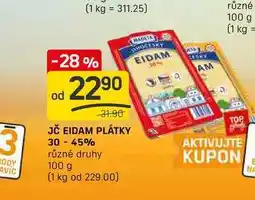 Flop JČ EIDAM PLÁTKY 30-45% různé druhy 100 g nabídka