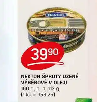 Flop NEKTON ŠPROTY UZENÉ VÝBĚROVÉ V OLEJI 160 g. p. p. 112 g nabídka