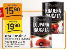 Flop BASSTA RAJČATA krájená, celá loupaná 400 g. p.p. 240 g nabídka