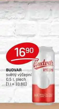 Flop BUDVAR světlý výčepní 0,5l, plech nabídka