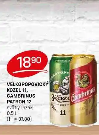 Flop GAMBRINUS PATRON 12 světlý ležák 0,5l nabídka