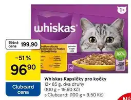 Tesco Whiskas Kapsičky pro kočky, 12× 85 g, dva druhy nabídka