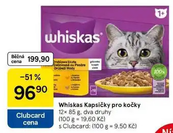 Tesco Whiskas Kapsičky pro kočky, 12× 85 g, dva druhy nabídka