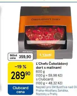 Tesco L'Chefs Čokoládový dort s malinami, 600 g nabídka