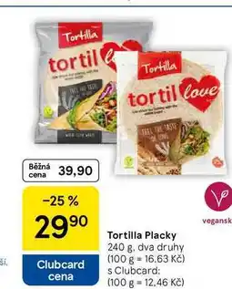 Tesco Tortilla Placky, 240 g, dva druhy nabídka