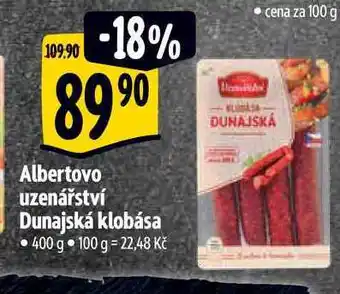 Albert Albertovo uzenářství Dunajská klobása 400 g nabídka