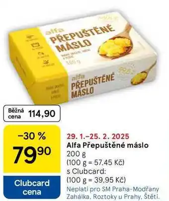 Tesco Alfa Přepuštěné máslo, 200 g nabídka