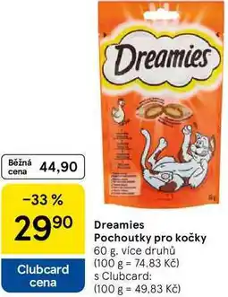 Tesco Dreamies Pochoutky pro kočky, 60 g, více druhů nabídka