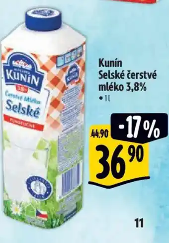 Albert Kunín Selské čerstvé mléko 3,8% nabídka