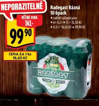 Albert Radegast Rázná 10 6pack nabídka