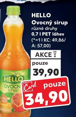 Kaufland HELLO Ovocný sirup nabídka