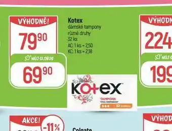 Globus Kotex dámské tampony nabídka