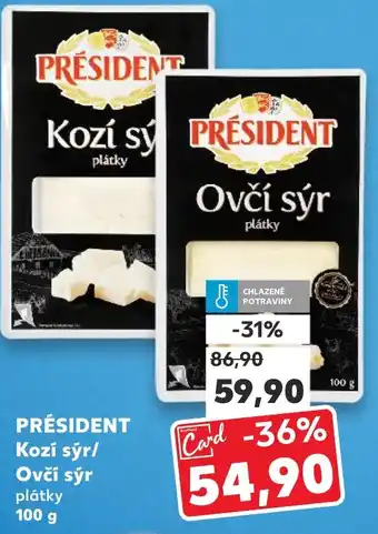 Kaufland PRÉSIDENT Kozi sýr/ Ovčí sýr plátky nabídka