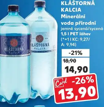 Kaufland KLÁŠTORNÁ KALCIA Minerální voda přírodní nabídka