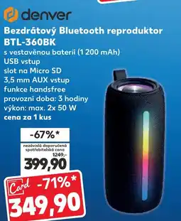 Kaufland Bezdrátový Bluetooth reproduktor BTL-360BK nabídka