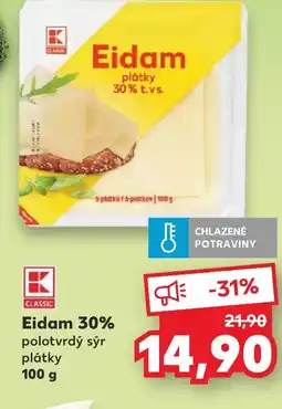 Kaufland Eidam 30% polotvrdý sýr plátky nabídka