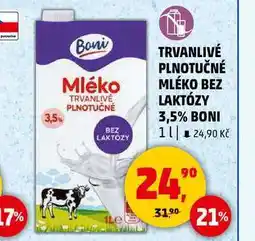 Penny Market TRVANLIVÉ PLNOTUČNÉ MLÉKO BEZ LAKTÓZY BONI, 1 l nabídka