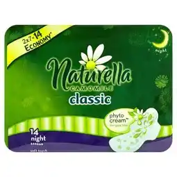 Penny Market Naturella Camomile Classic night hygienické vložky s jemnou vůní 14 ks nabídka